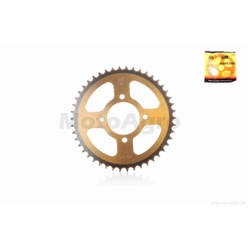 Зірка трансмісії задня  4-78/55, d58  428-46T  JD125  "KDMOT"  (gold/black)