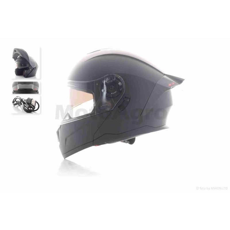 Шолом трансформер  "IBK"  (#965A габарит 3 режими, чорний матовий, XL, окуляри)