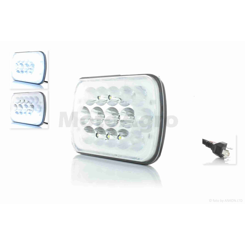 Фара  мото  діодна, прямокутна  198-140, 15 діодів, H4  #G02-1Z