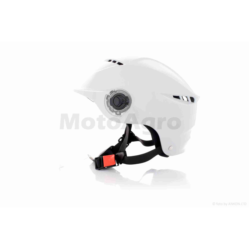 Шолом відкритий (мото 50cc/вело/самокат)  "DAVID"  (#S327, сріблястий глянсовий, M-XL)