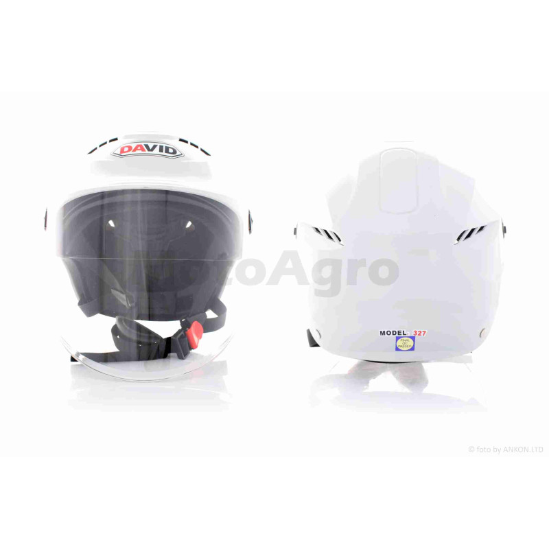 Шолом відкритий (мото 50cc/вело/самокат)  "DAVID"  (#S327, сріблястий глянсовий, M-XL)