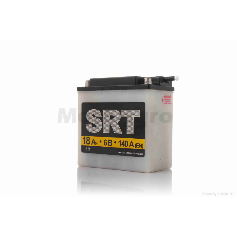 Акумулятор кислотний  6V 18A  140-85-140mm  кругла клема  "SRT"  УКРАЇНА