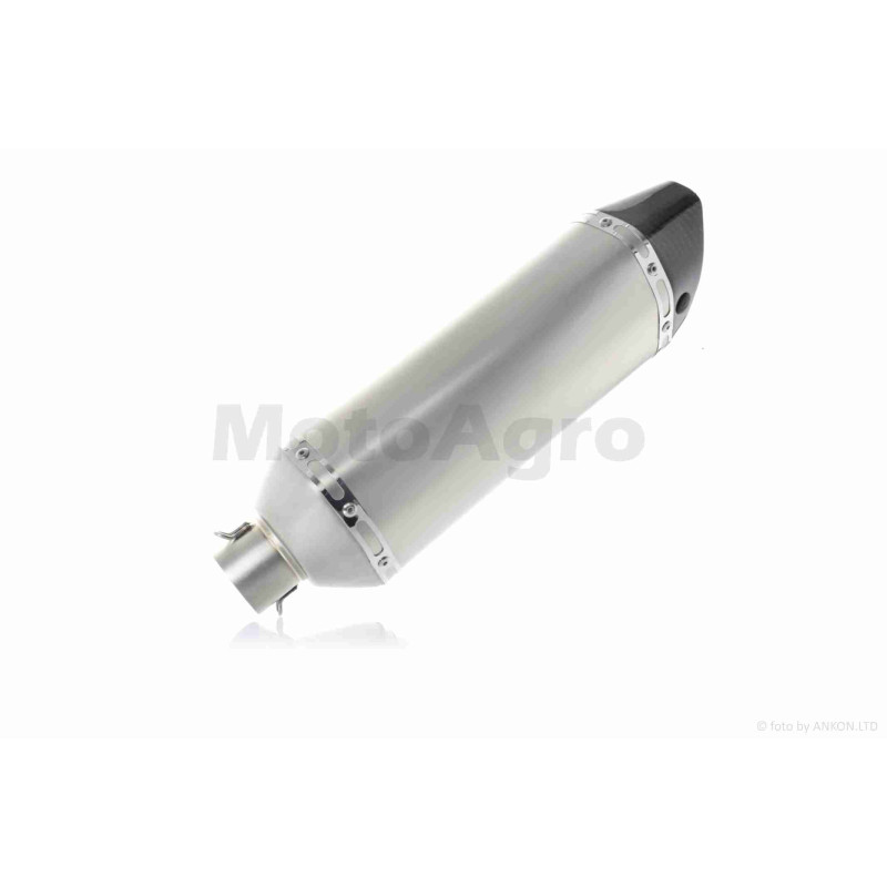 Глушник прямоток  #DLJ015  "AKRAPOVIC"  (сірий матовий, карбон)