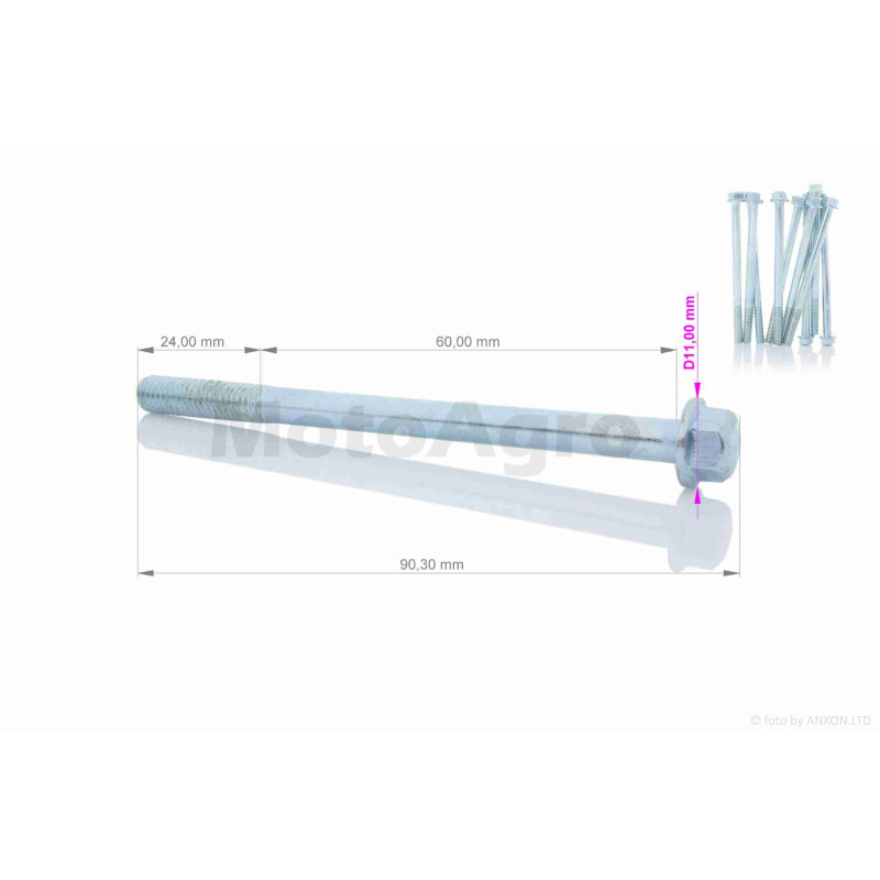 Болт із фланцем  M6  L85  (10шт, хром)