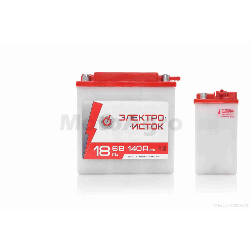 Акумулятор кислотний  6V  18A  135-75-140mm  кругла клема  "ЕЛЕКТРО ВИТОК"  УКРАЇНА