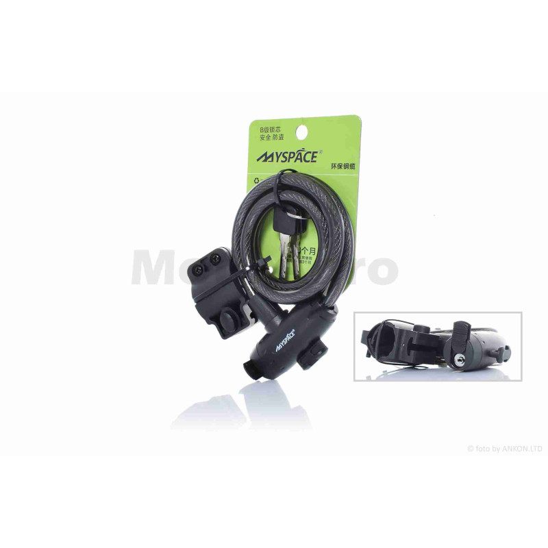 Трос протиугінний  L1090, d11, два ключі, кріплення на раму  "JINJIAN"  (#SUO-001)