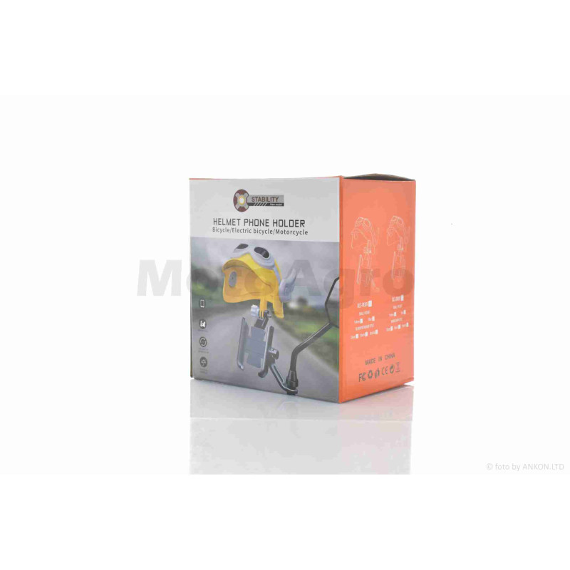 Тримач для телефону кріплення під дзеркало алюмінієвий, #HELMET  "STABILITY"  (чорний)