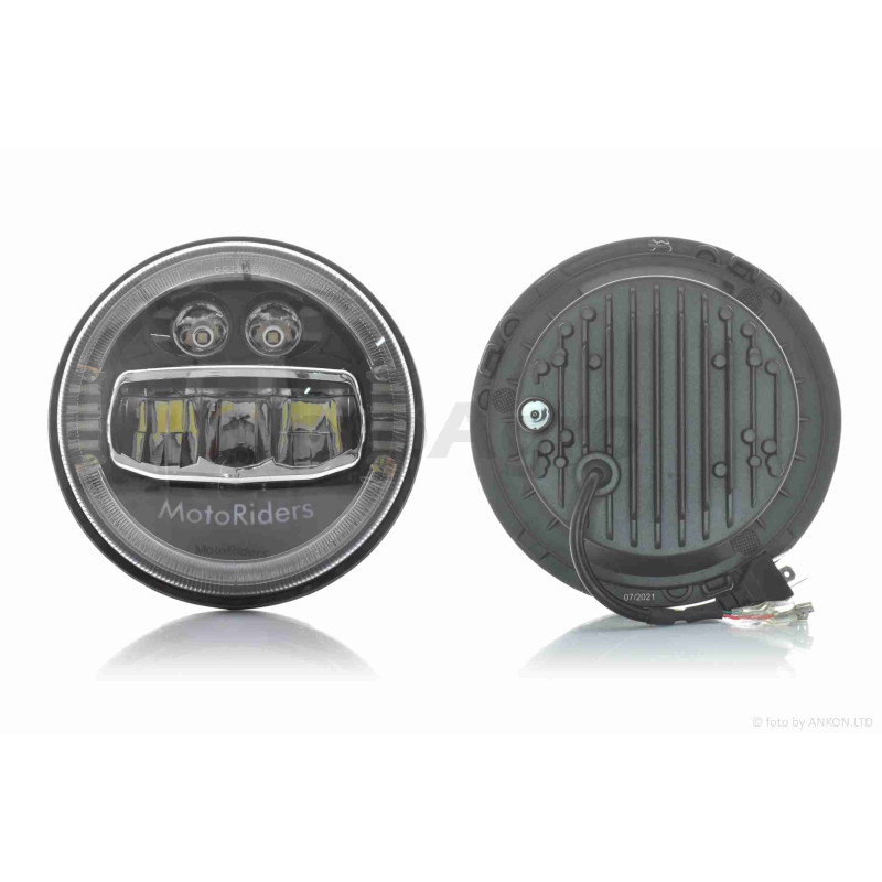 Фара  мото  діодна, кругла, D178, H4, 3 габарити (білий/жовтий/синій)  #C88-1S1