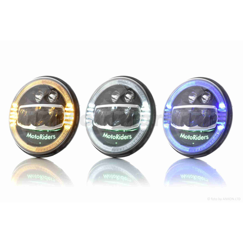 Фара  мото  діодна, кругла, D178, H4, 3 габарити (білий/жовтий/синій)  #C88-1S1