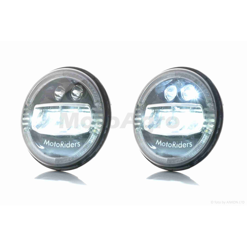 Фара  мото  діодна, кругла, D178, H4, 3 габарити (білий/жовтий/синій)  #C88-1S1