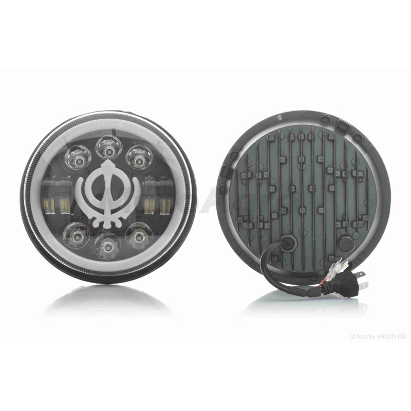 Фара  мото  діодна, кругла, D166, 2 габарити (білий/жовтий)  #C66-BK-2P1