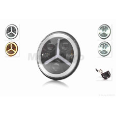 Фара мото діодна кругла D177 H4 2 габарити (білий/жовтий) C86-BK-1P1