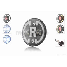 Фара мото діодна кругла D175 H4 2 габарити (білий/червоний) повороти C47-9S2