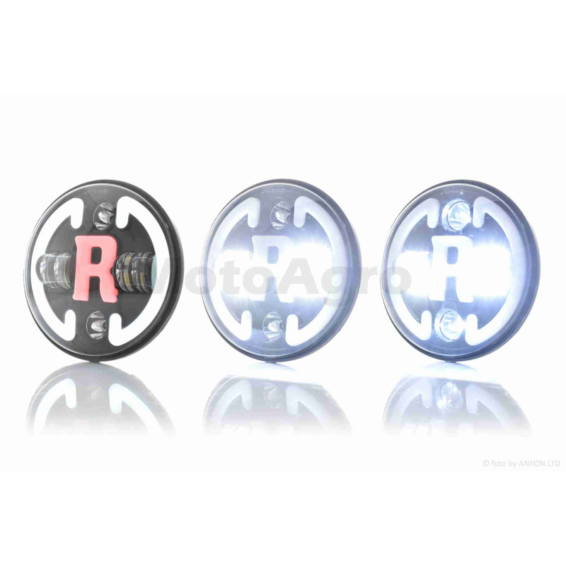 Фара  мото  діодна, кругла, D175, H4, 2 габарити (білий/червоний), повороти  #C47-9S2