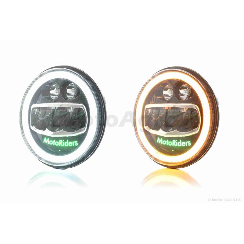Фара  мото  діодна, кругла, D178, H4, 2 габарити (білий/жовтий)  #C55-8S2
