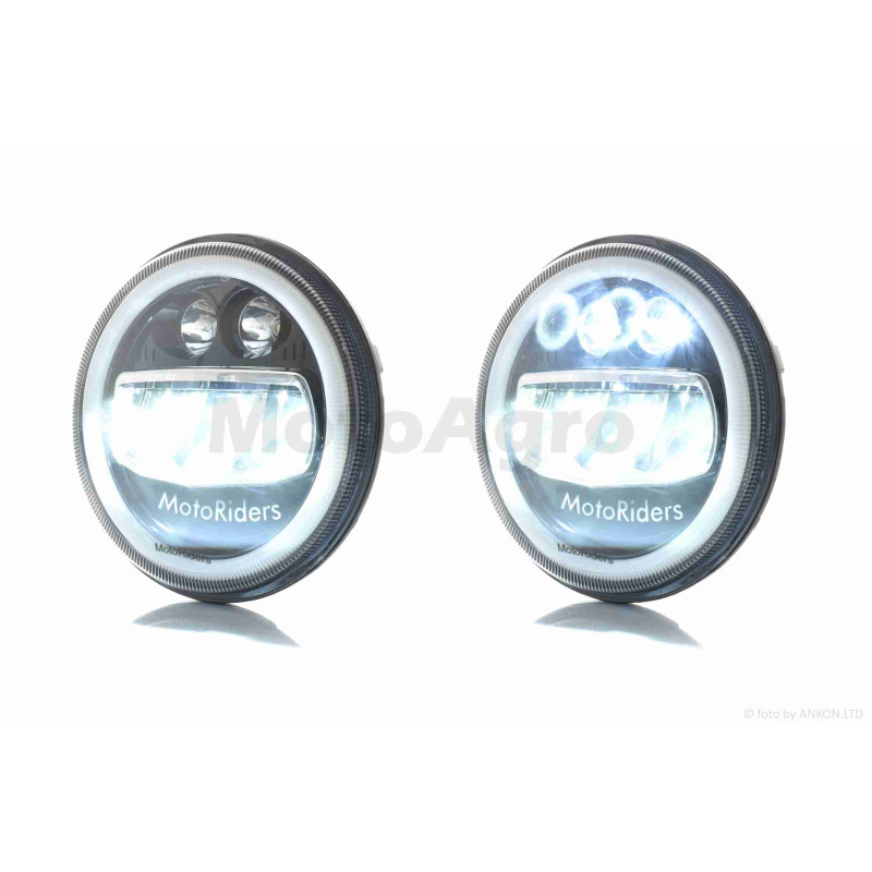 Фара  мото  діодна, кругла, D178, H4, 2 габарити (білий/жовтий)  #C55-8S2