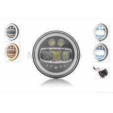 Фара мото діодна кругла D177 H4 2 габарити (білий/жовтий) C55-3S1