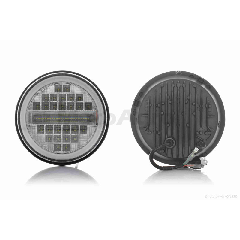 Фара  мото  діодна, кругла, D177, H4, 2 габарити (білий/жовтий)  #C80-3S1