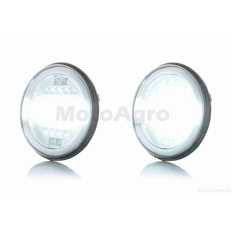 Фара  мото  діодна, кругла, D177, H4, 2 габарити (білий/жовтий)  #C80-3S1