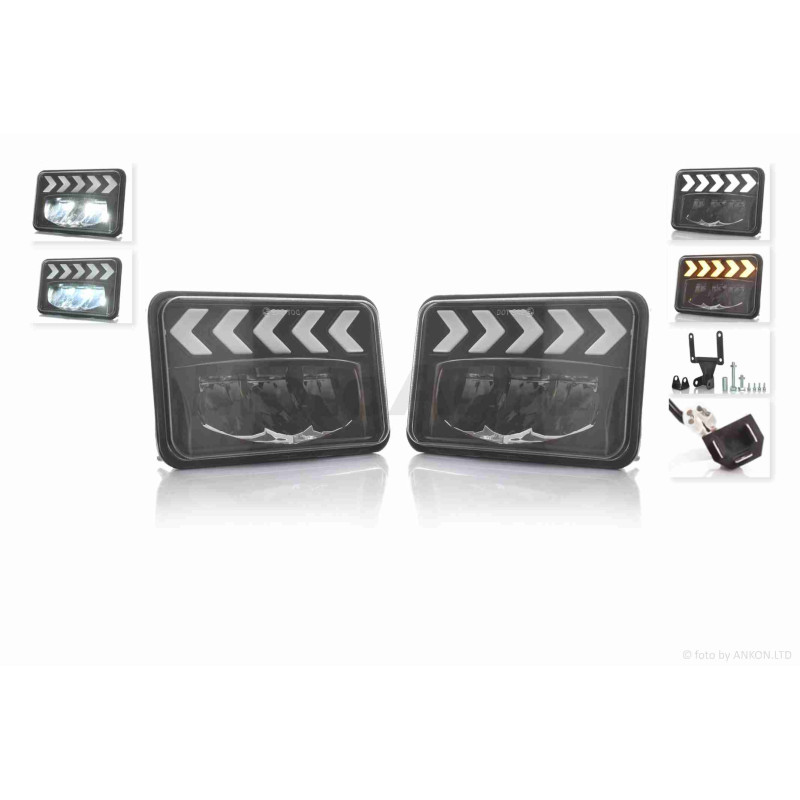 Фари  ATV/авто (пара)  діодні, прямокутні, 168-108, H4, динамічні повороти  #C169-L/R-4Z1