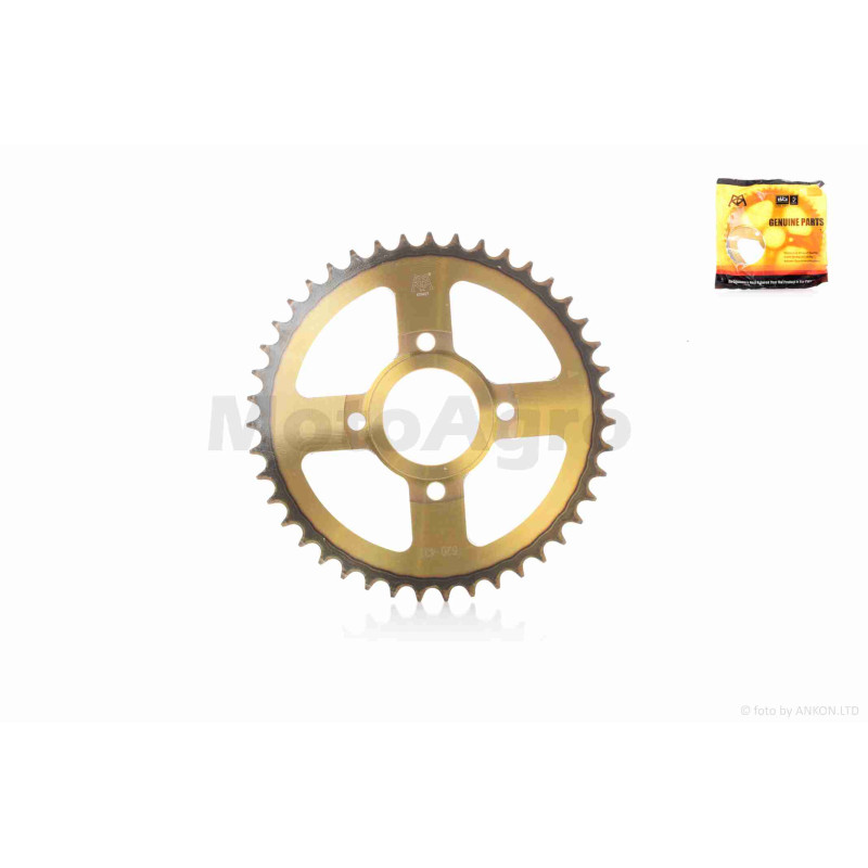 Зірка трансмісії задня  4-90/64, d58, D223  520-43T  CG250  "KDMOT"  (gold/black)