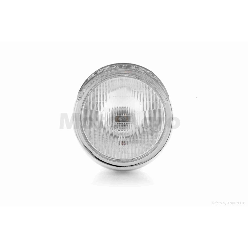 Фара  мото, кругла, хром із козирком  "S"