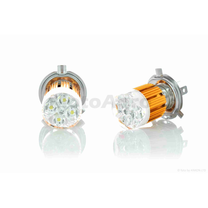 Лампа фари діодна  H4  12V 35/35W  4 кристали, RGB габарит  "LIPAI"