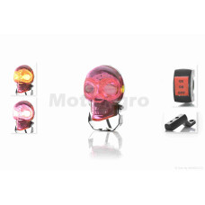 Фара додаткова діодна череп білий/жовтий/RGB режими +кнопка LPS-2171 (червона)