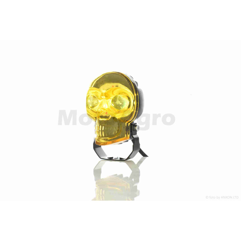 Фара додаткова  діодна, череп, білий/жовтий/RGB режими  +кнопка  #LPS-2171  (жовта)