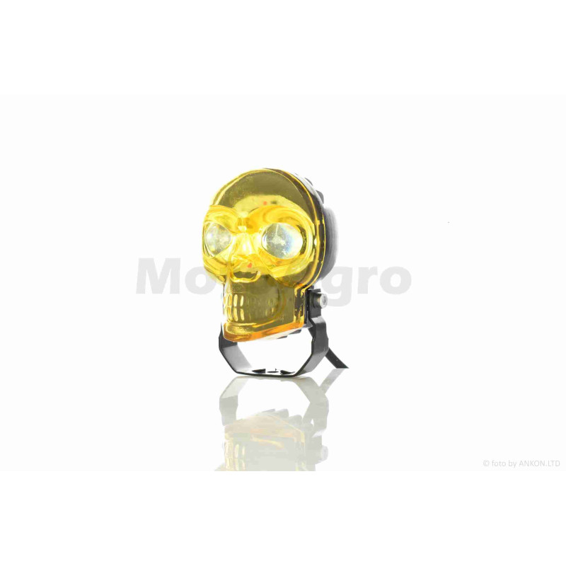 Фара додаткова  діодна, череп, білий/жовтий/RGB режими  +кнопка  #LPS-2171  (жовта)