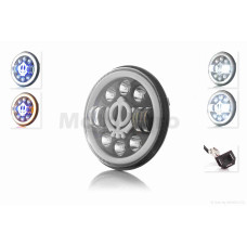 Фара мото діодна кругла D166 H4 2 габарити (білий/жовтий + синій) C66-7S1