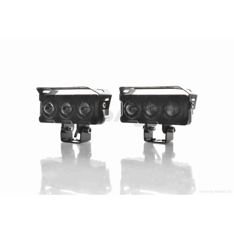 Фари додаткові (пара)  діодні, балки, 100*40, по 3 діоди, біле/жовте світло  #S30-3L3