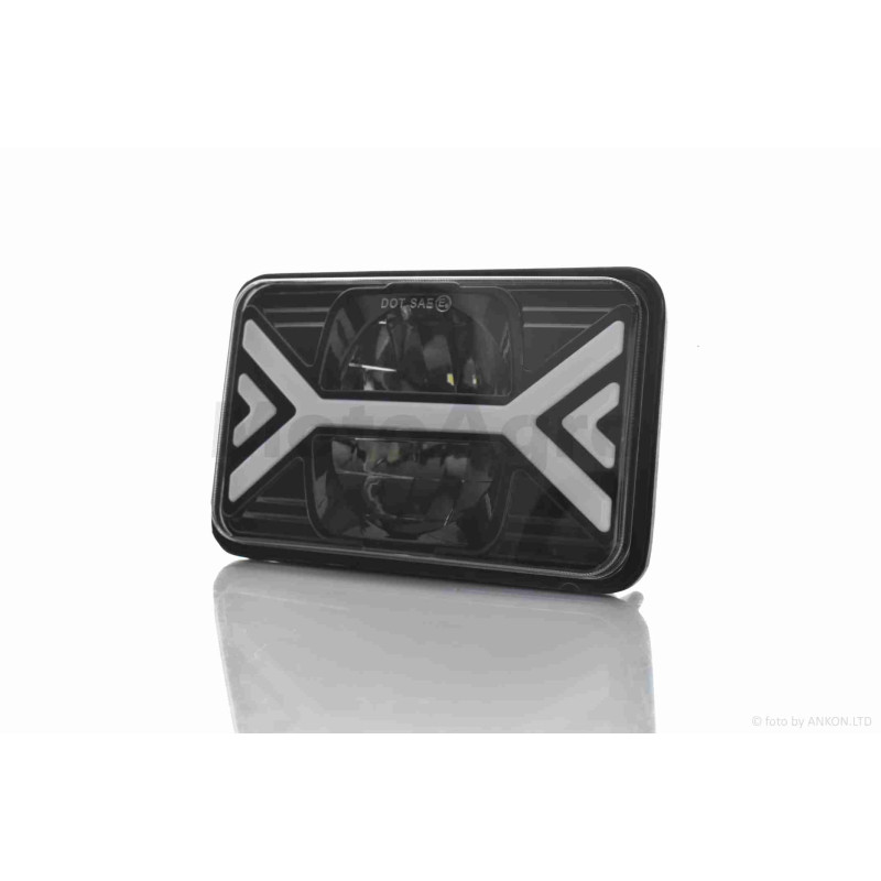 Фара  мото  діодна, прямокутна, 168*107, H4, IP67, білий/жовтий габарит  #C103-7Z1