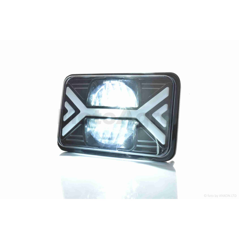 Фара  мото  діодна, прямокутна, 168*107, H4, IP67, білий/жовтий габарит  #C103-7Z1