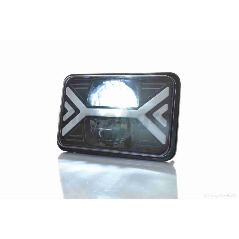 Фара  мото  діодна, прямокутна, 168*107, H4, IP67, білий/жовтий габарит  #C103-7Z1