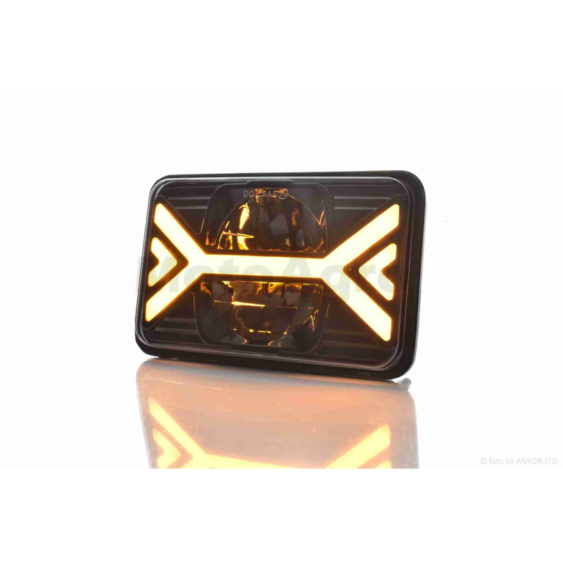 Фара  мото  діодна, прямокутна, 168*107, H4, IP67, білий/жовтий габарит  #C103-7Z1