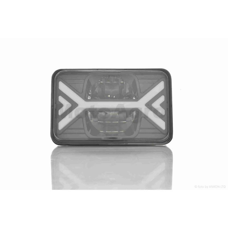 Фара  мото  діодна, прямокутна, 168*107, H4, IP67, білий/жовтий габарит  #C103-7Z1