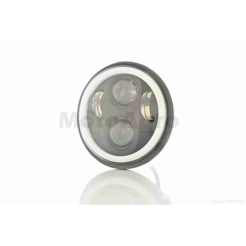 Фара  мото  діодна, кругла, D144, 2 режими, білий габарит  #C23-BK-18L1