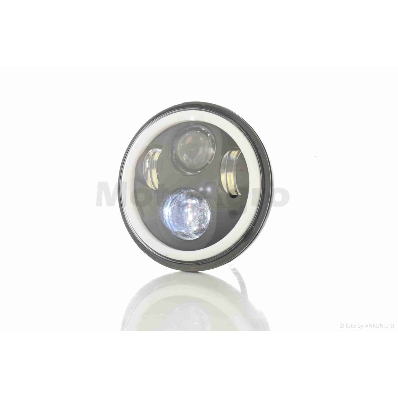 Фара  мото  діодна, кругла, D144, 2 режими, білий габарит  #C23-BK-18L1