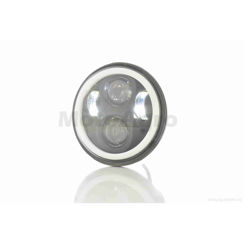 Фара  мото  діодна, кругла, D144, 2 режими, білий габарит  #C23-BK-18L1