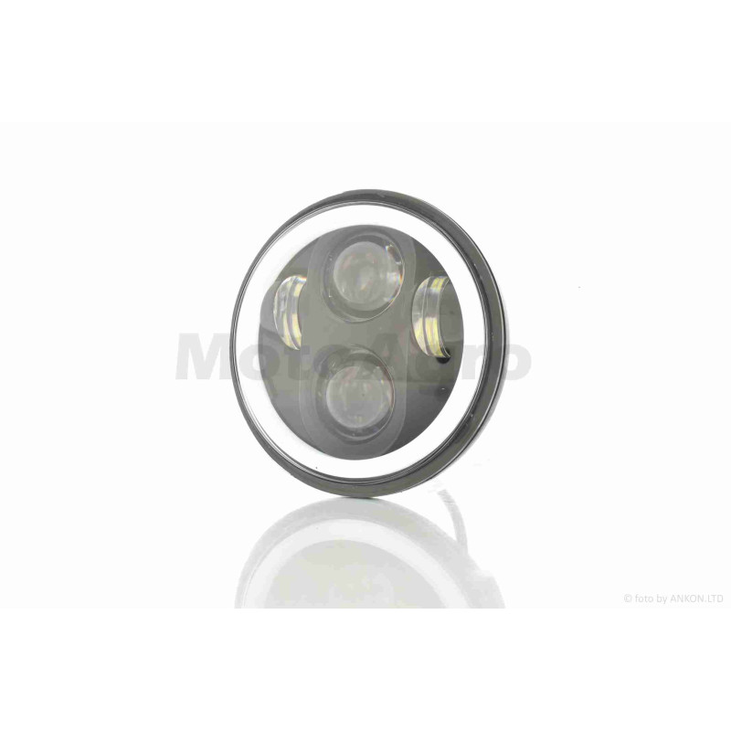 Фара  мото  діодна, кругла, D144, 2 режими, білий габарит  #C23-BK-18L1