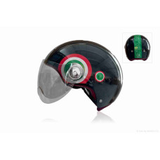 Шолом відкритий "IBK" ( 033 чорно-червоний окуляри L)