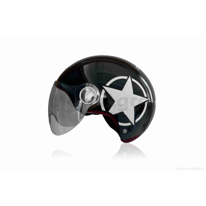 Шолом відкритий  "IBK"  (#033  чорний STAR,  окуляри, L)