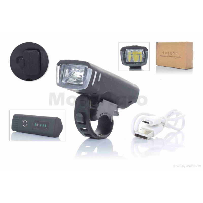 Фара вело  USB/1500mAh, 250lm, 1 діод, 5 режимів, датчик світла  #EOS220/DEN-042