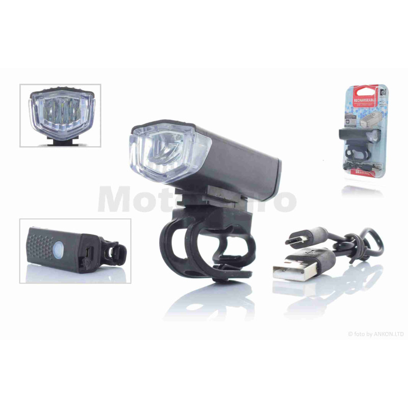 Фара вело  USB/800mAh, 300lm, 1 діод, 3 режими  #RPL-2255/DEN-052