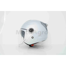 Шолом відкритий "DAVID" ( D020 сріблястий L окуляри ABS прозорий спойлер)