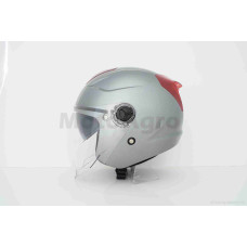 Шолом відкритий "DAVID" ( D020 сірий L окуляри ABS червоний спойлер)