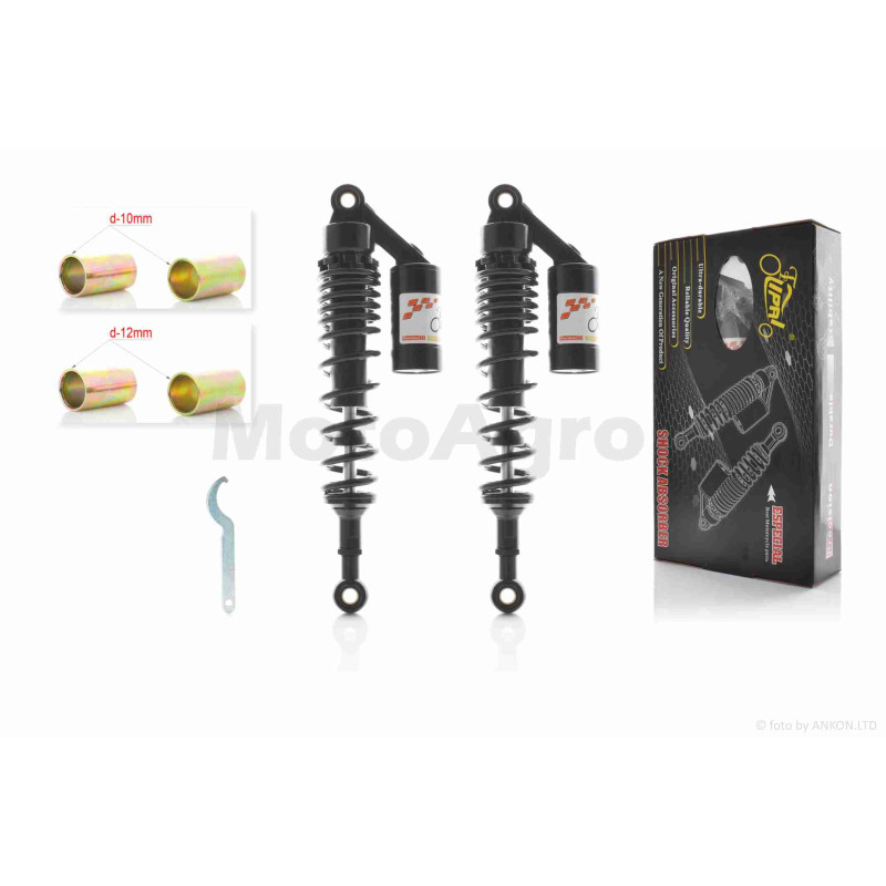 Амортизатори задні  Delta  355mm, газомасляні, з підкачкою  "LIPAI"  (чорні)