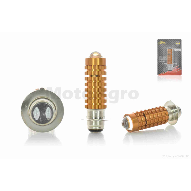 Лампа фари діодна  P15D-25-1 12V 35/35W  1 вус, білий/жовтий, лінза  "LIPAI"