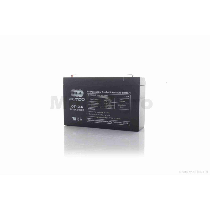 Акумулятор  SLA  6V  12A 1 51-50-94mm  OT12-6  "OUTDO"